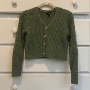 NWOT art class Green V-Neck Button-Up Sweater